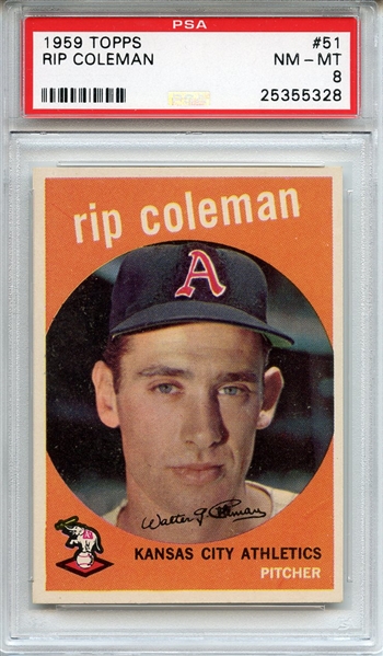 1959 Topps 51 Rip Coleman PSA NM-MT 8