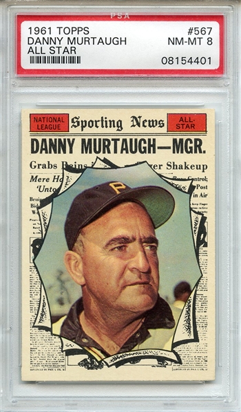 1961 Topps 578 Danny Murtaugh All Star PSA NM-MT 8