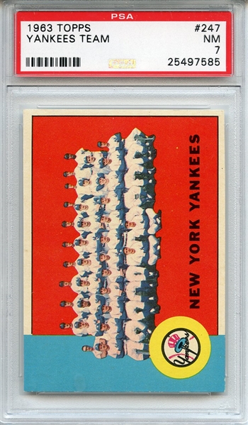 1963 Topps 247 New York Yankees Team PSA NM 7