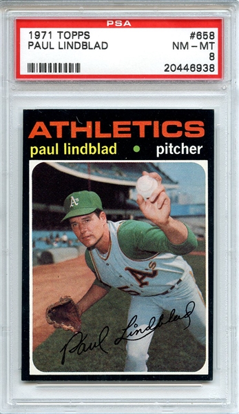 1971 Topps 658 Paul Lindblad PSA NM-MT 8
