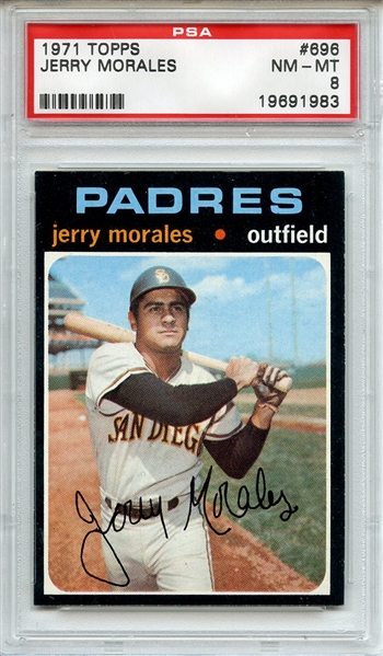 1971 Topps 696 Jerry Morales PSA NM-MT 8