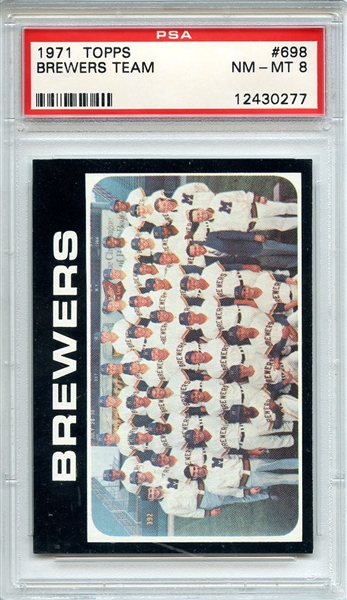 1971 Topps 698 Milwaukee Brewers Team PSA NM-MT 8