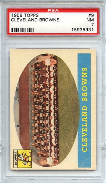 1958 Topps 9 Cleveland Browns Team PSA NM 7
