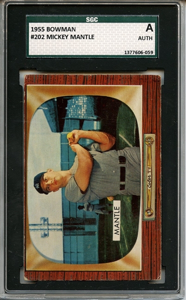 1955 Bowman 202 Mickey Mantle SGC Authentic