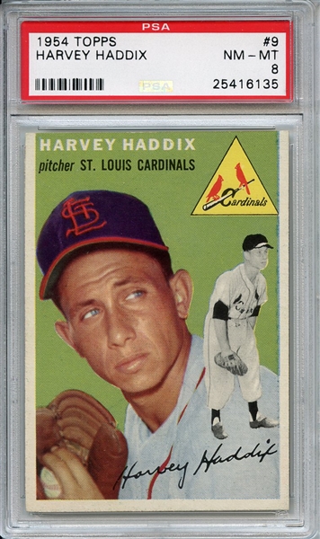 1954 Topps 9 Harvey Haddix PSA NM-MT 8
