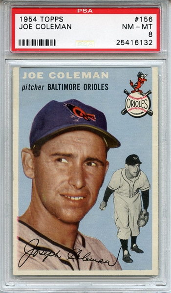 1954 Topps 156 Joe Coleman PSA NM-MT 8
