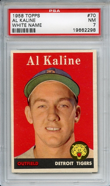 1958 Topps 70 Al Kaline White Name PSA NM 7 