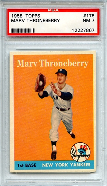 1958 Topps 175 Marv Throneberry PSA NM 7