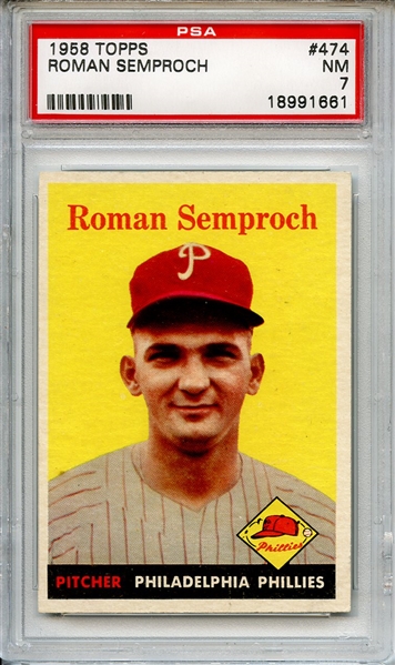 1958 Topps 474 Roman Semproch PSA NM 7