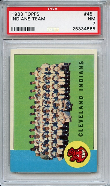 1963 Topps 451 Cleveland Indians Team PSA NM 7