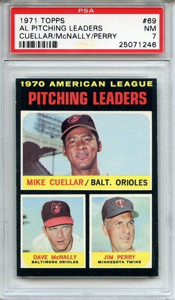 1971 Topps 69 AL Pitching Leaders PSA NM 7