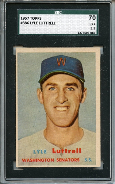 1957 Topps 386 Lyle Luttrell SGC EX+ 70 / 5.5