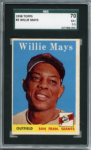 1958 Topps 5 Willie Mays SGC EX+ 70 / 5.5
