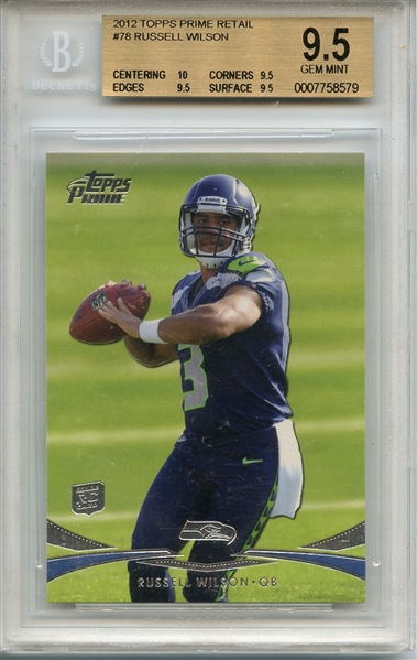 2012 Topps Prime Retail 78 Russell Wilson RC BGS GEM MINT 9.5