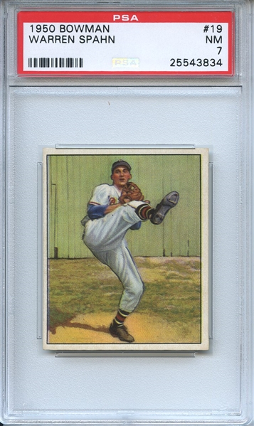 1950 Bowman 19 Warren Spahn PSA NM 7