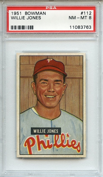 1951 Bowman 112 Willie Jones PSA NM-MT 8