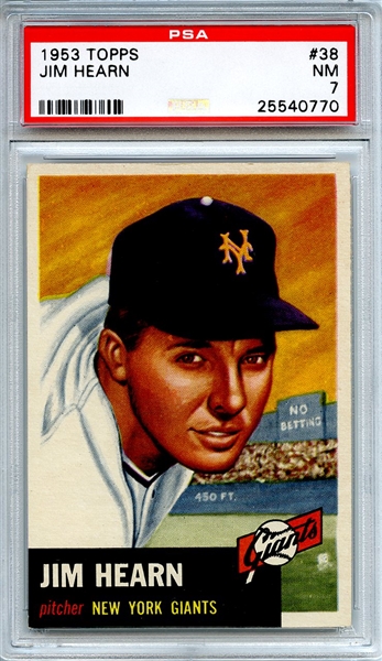 1953 Topps 38 Jim Hearn PSA NM 7