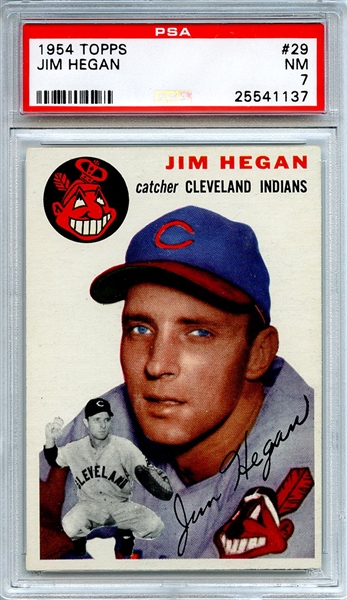 1954 Topps 29 Jim Hegan PSA NM 7
