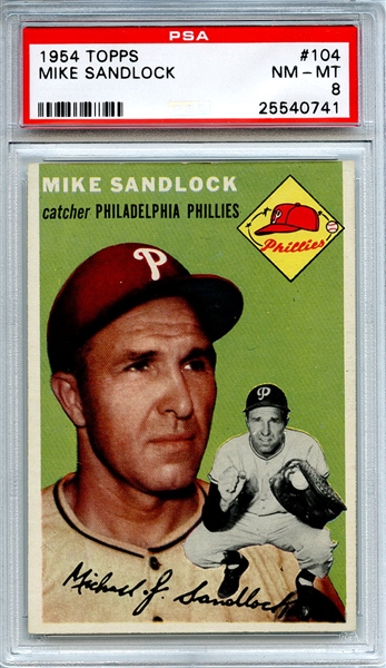 1954 Topps 104 Mike Sandlock PSA NM-MT 8
