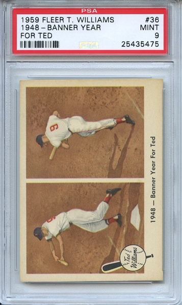 1959 Fleer Ted Williams 36 1948 Banner Year PSA MINT 9
