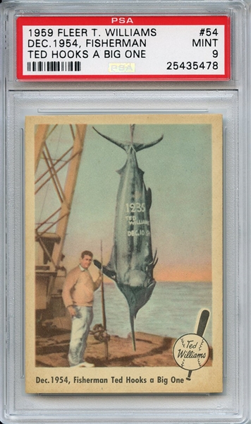 1959 Fleer Ted Williams 54 Dec 1954 Fisherman PSA MINT 9
