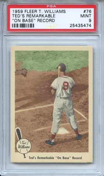 1959 Fleer Ted Williams 76 Remarkable On Base Record PSA MINT 9