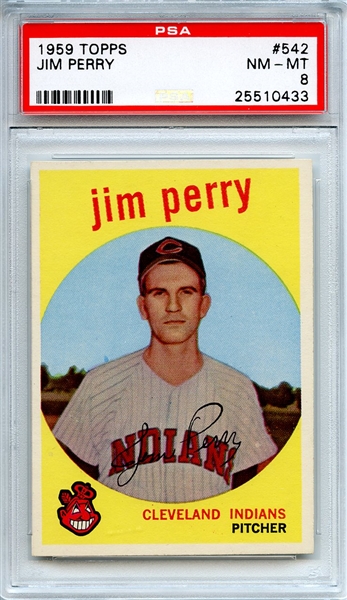 1959 Topps 542 Jim Perry RC PSA NM-MT 8