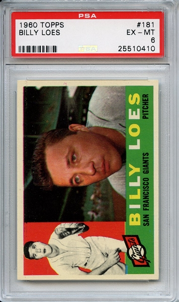 1960 Topps 181 Billy Loes PSA EX-MT 6
