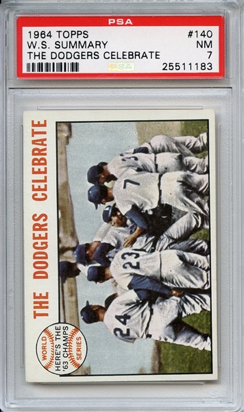 1964 Topps 140 World Series Dodgers Celebrate PSA NM 7