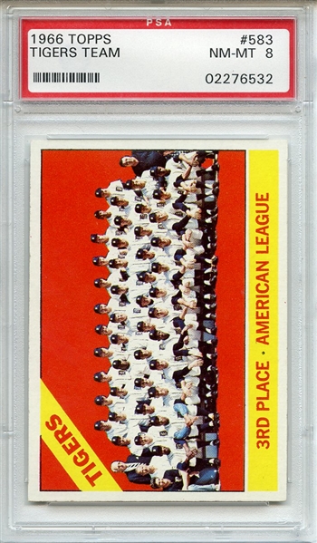 1966 Topps 583 Detroit Tigers Team PSA NM-MT 8