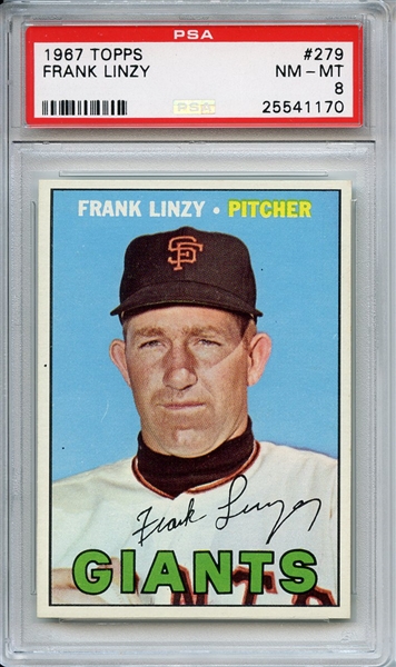 1967 Topps 279 Frank Linzy PSA NM-MT 8
