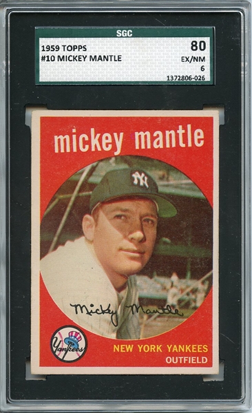 1959 Topps 10 Mickey Mantle SGC EX/MT 80 / 6