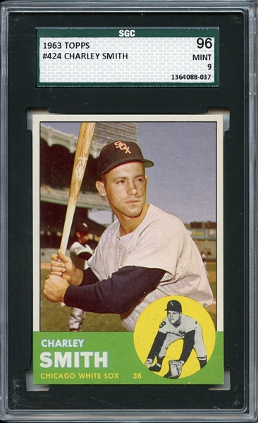 1963 Topps 424 Charley Smith SGC MINT 96 / 9