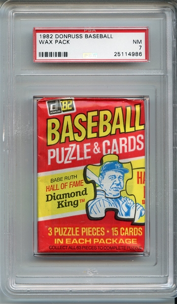 1982 Donruss Baseball Wax Pack PSA NM 7