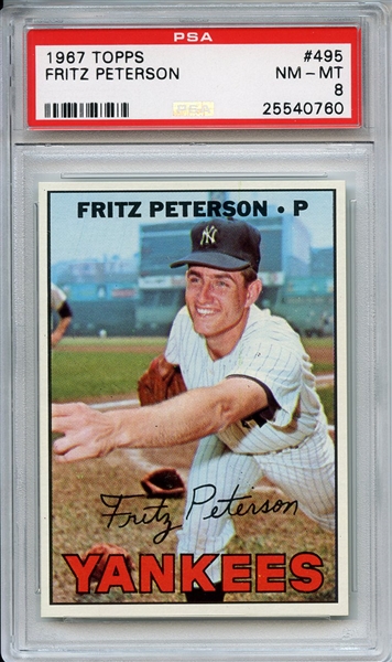 1967 Topps 495 Fritz Peterson PSA NM-MT 8