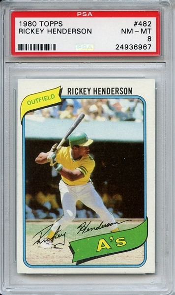 1980 Topps 482 Rickey Henderson RC PSA NM-MT 8
