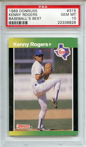 1989 Donruss Baseball's Best 315 Kenny Rogers RC PSA GEM MT 10