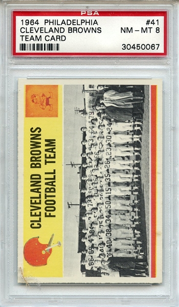 1964 Philadelphia 41 Cleveland Browns Team Card PSA NM-MT 8