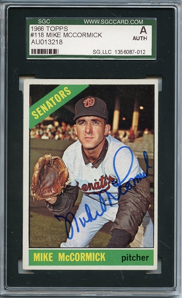 1966 Topps Autographed Mike McCormick SGC Authentic