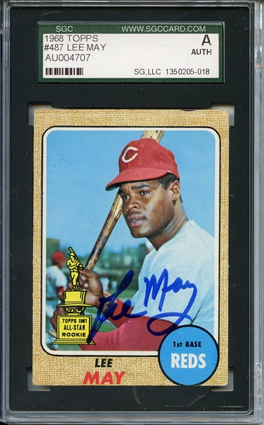 1968 Topps Autographed Lee May SGC Authentic