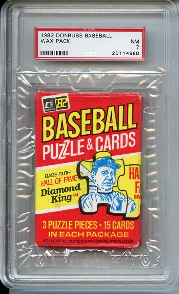 1982 Donruss Baseball Wax Pack PSA NM 7