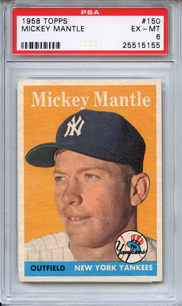 1958 Topps 150 Mickey Mantle PSA EX-MT 6
