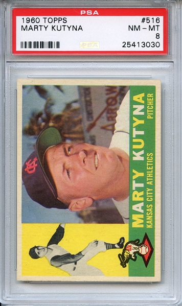 1960 Topps 516 Marty Kutyna PSA NM-MT 8