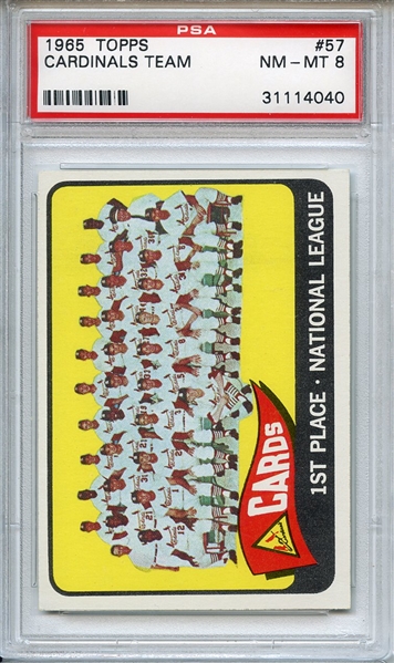1965 Topps 57 St. Louis Cardinals Team PSA NM-MT 8