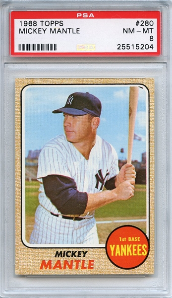 1968 Topps 280 Mickey Mantle PSA NM-MT 8