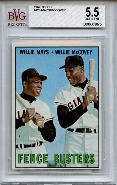 1967 Topps 423 Fence Busters Mays McCovey BVG EX+ 5.5
