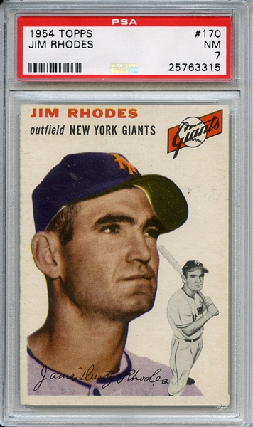 1954 Topps 170 Jim Rhodes PSA NM 7