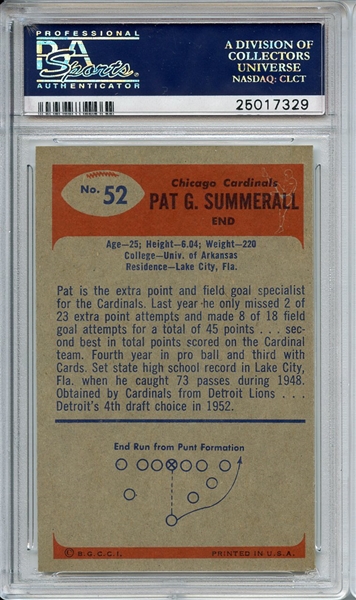 1955 Bowman 52 Pat Summerall RC PSA NM-MT 8