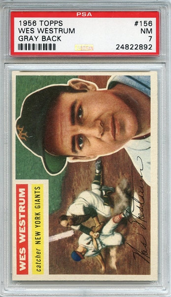 1956 Topps 156 Wes Westrum Gray Back PSA NM 7