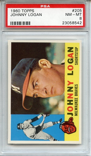 1960 Topps 205 Johnny Logan PSA NM-MT 8